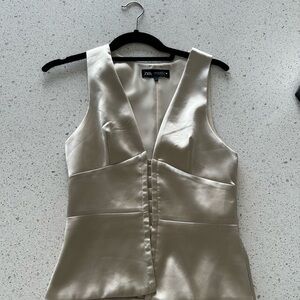 Zara Women's Cream Top corset silk